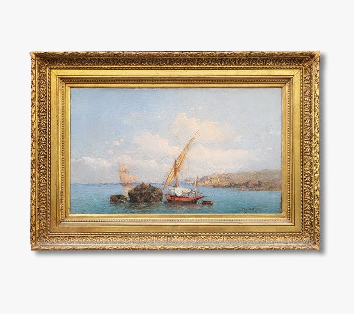 Oil On Canvas, The Portuguese Coast - Tony François De Bergue 