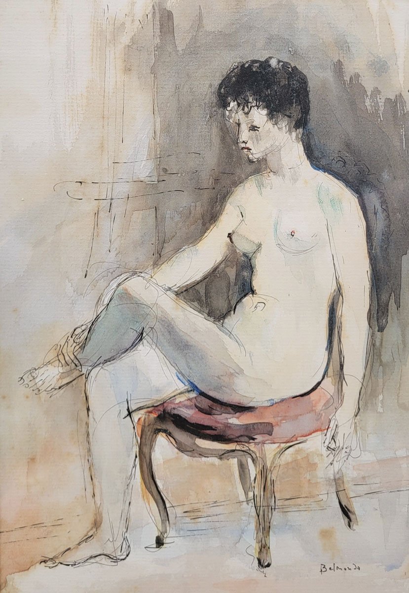Aquarelle Nu assis par Paul BELMONDO-photo-2