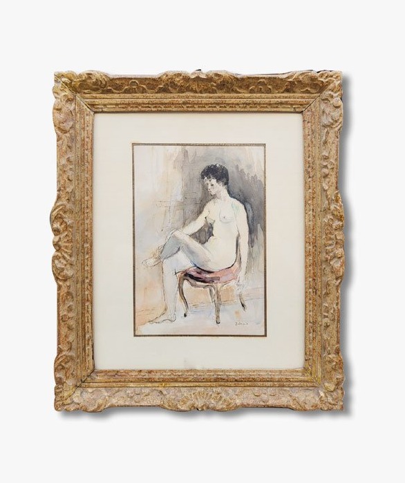 Aquarelle Nu assis par Paul BELMONDO
