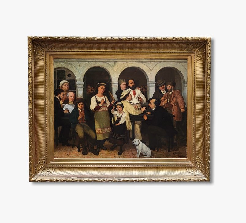 Huile sur bois, La fête par François du MONT