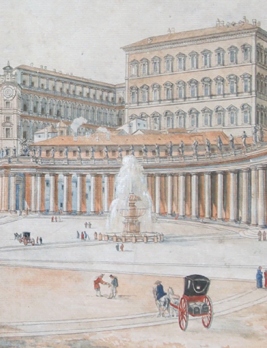 A Watercolor, St. Peter's Basilica In Rome, Late 18th–early 19th Century-photo-1