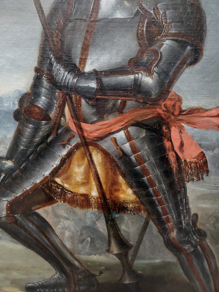 Oil On Canvas, *knight On The Battlefield* By Cécilio Pizzaro -photo-4