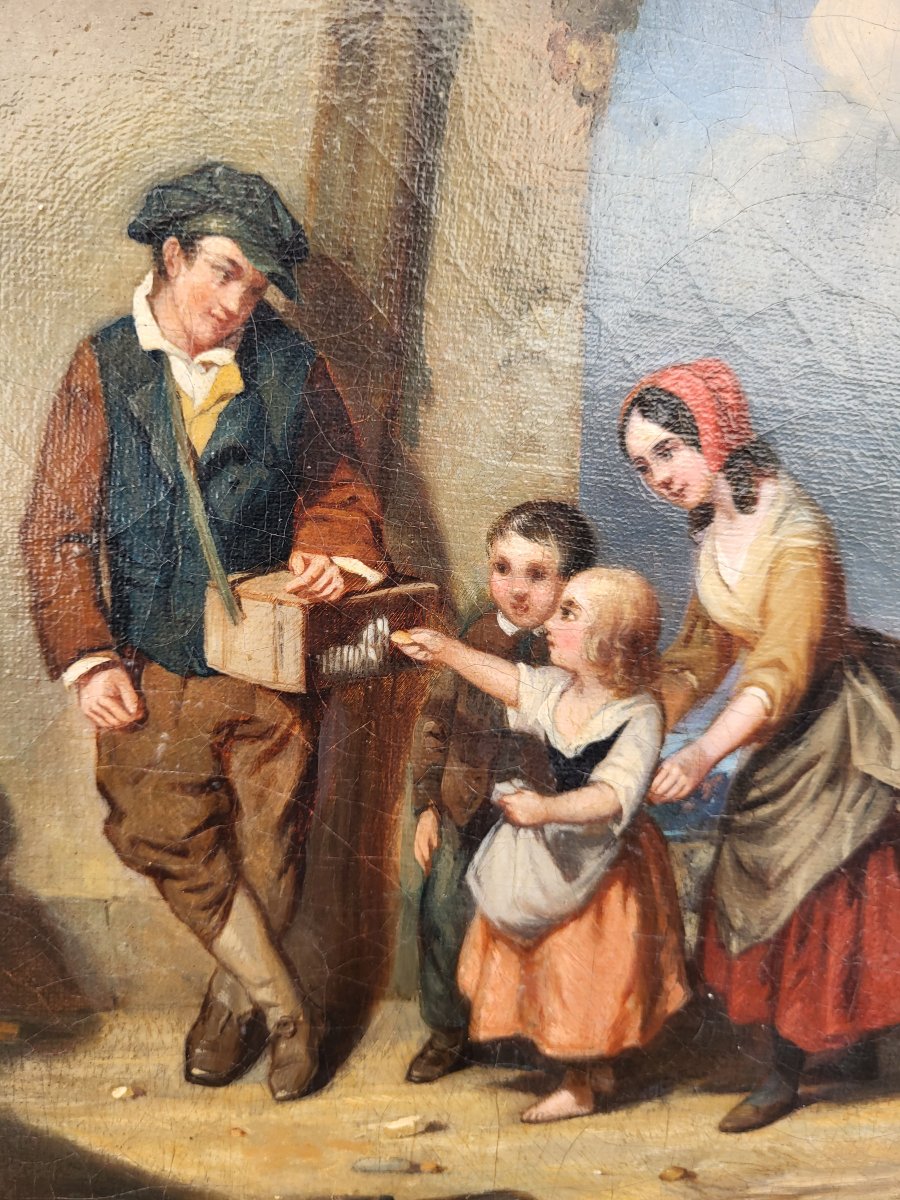 Oil On Canvas, *children With A Guinea Pig* By Louis Tesson -photo-3
