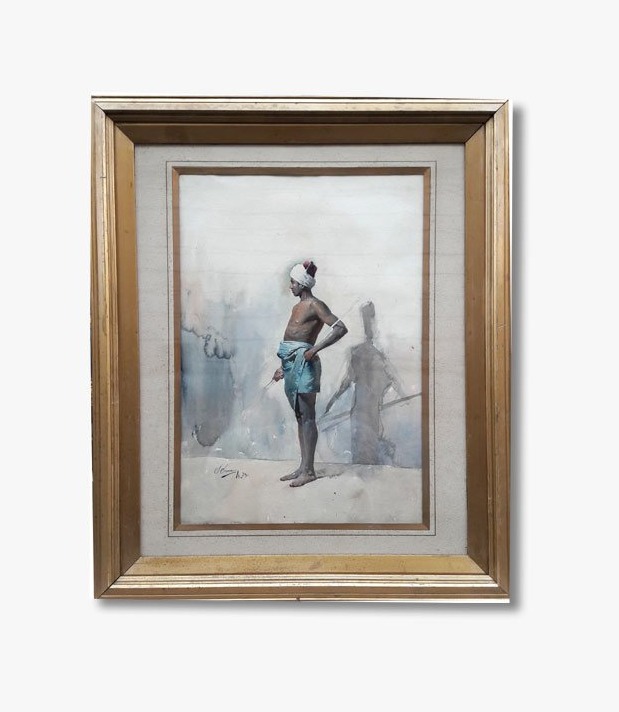Watercolor, "young African" By Gustavo Simoni