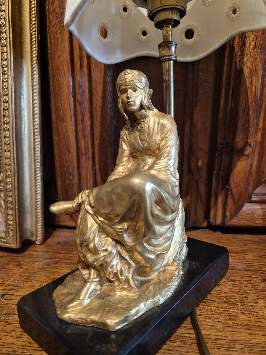 A Gilded Bronze Sculpture, *oriental Woman* By Léon Blanchot-photo-2