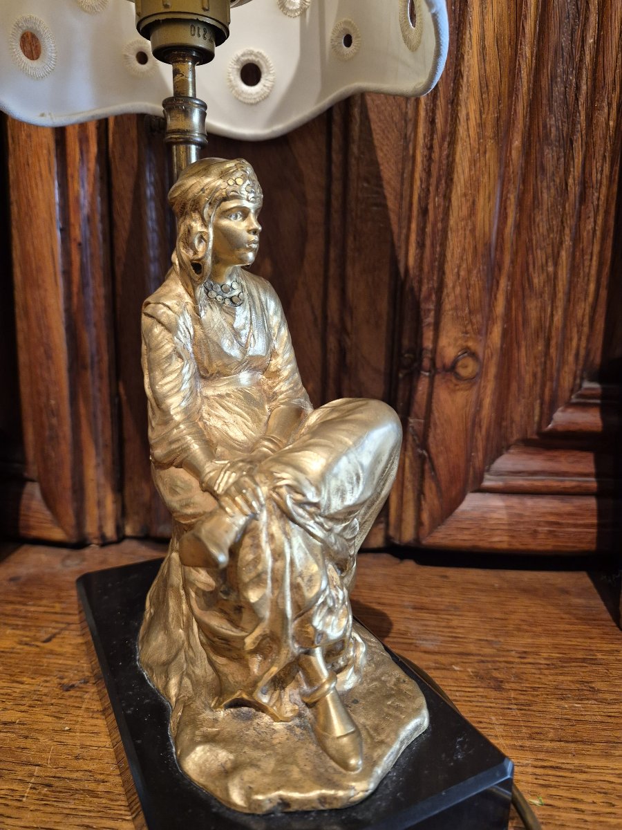 A Gilded Bronze Sculpture, *oriental Woman* By Léon Blanchot-photo-3