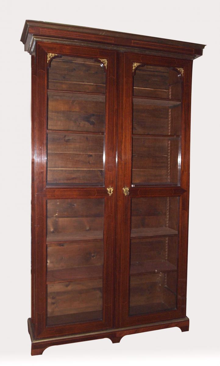 Bookcase In Veneer, Louis XIV