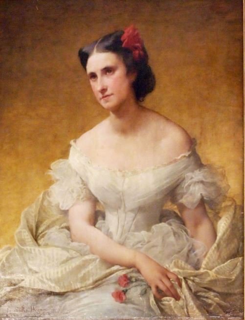 Une Huile Sur Toile , Portrait De Femme Par Adélaïde Salles-wagner-photo-2