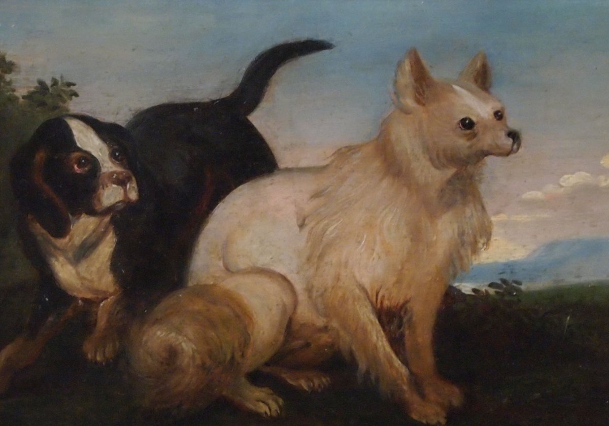 An Oil On Panel, Dogs In A Landscape-photo-2