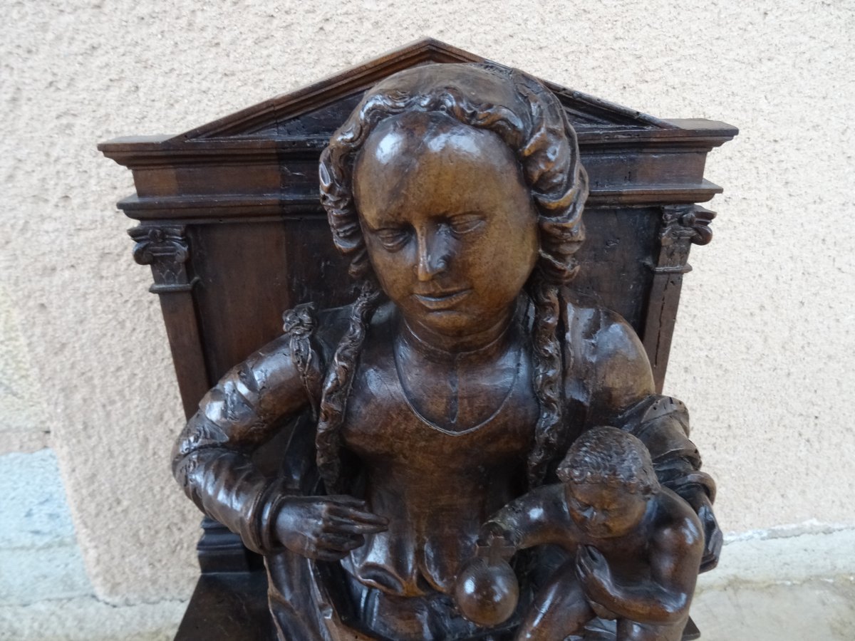 Vierge à l'Enfant En Majesté, époque XVIe-photo-2