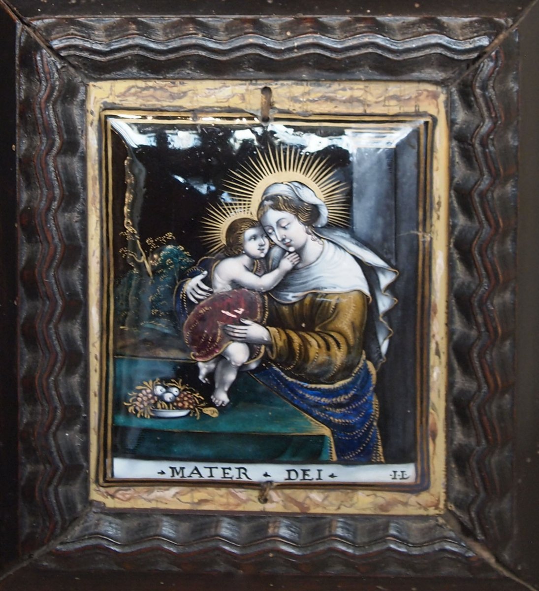 Plaque En émail, Vierge à l'Enfant -photo-2