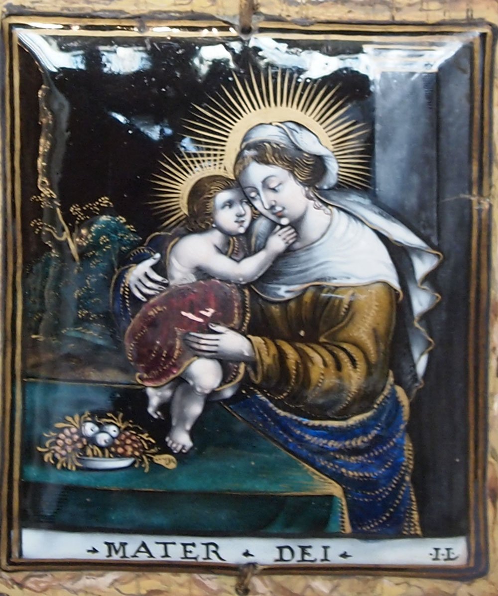 Enamel Plaque, Madonna And Child-photo-3