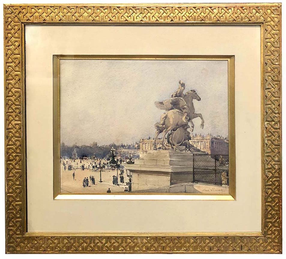 A Watercolor, View Of Paris By Paul Lecomte