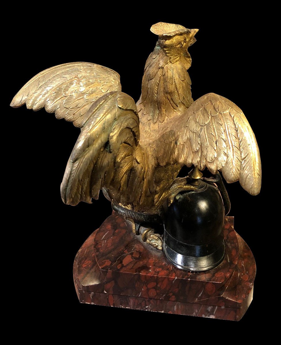 Gallic Rooster In Gilt Bronze-photo-2
