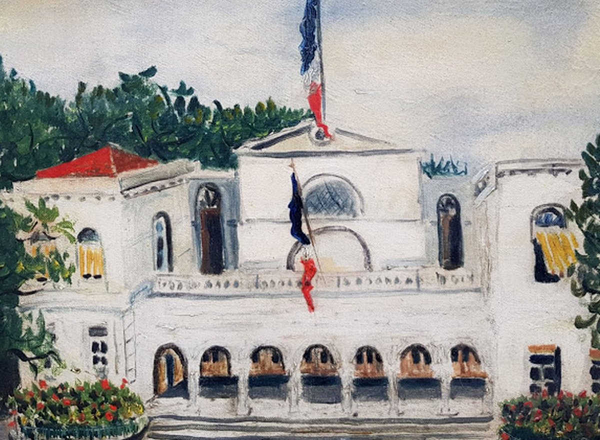 An Oil On Canvas, Town Hall By Elisée Maclet-photo-3