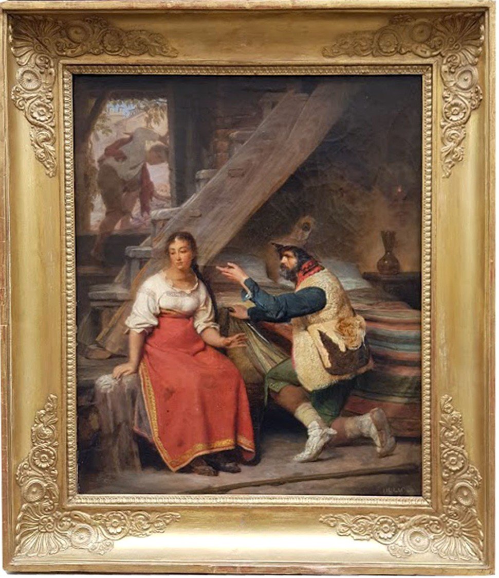 Oil On Canvas, Gender Scene With Characters By Sébastien Dulac