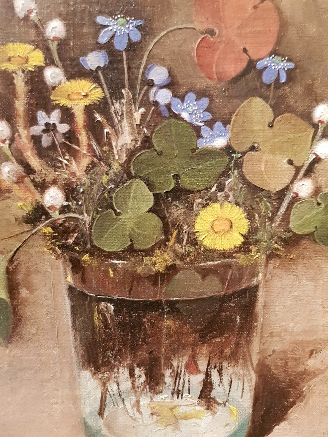 Une Huile Sur Carton Bouquet De Fleur Dans Un Vase Par A. Ostrom-photo-4