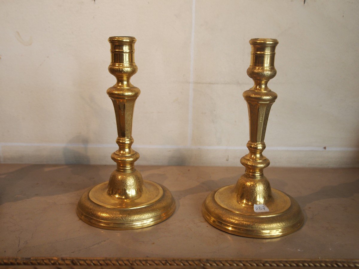 A Pair Of Gilt Bronze Candlesticks, Louis XIV Period