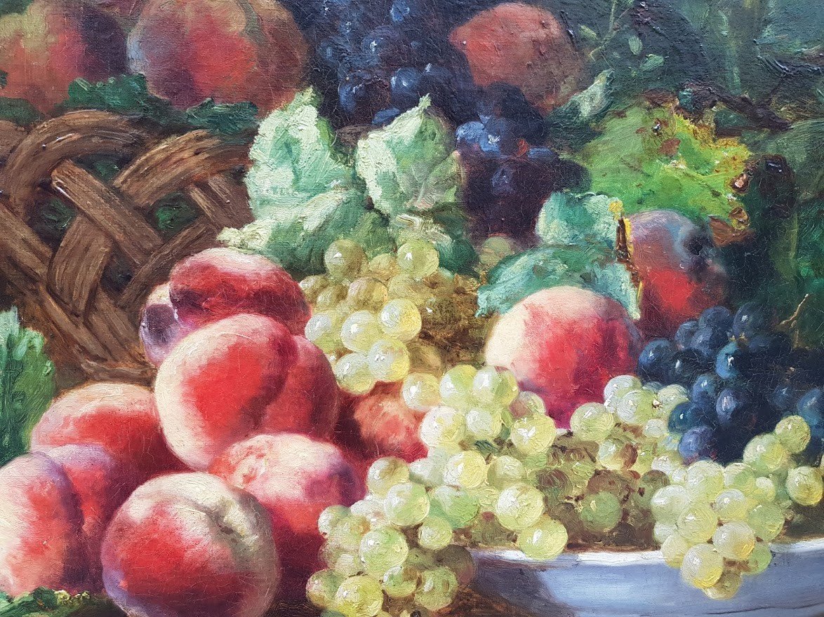 Une huile sur toile Nature Morte Aux Fruits  par Eugène Claude.-photo-3