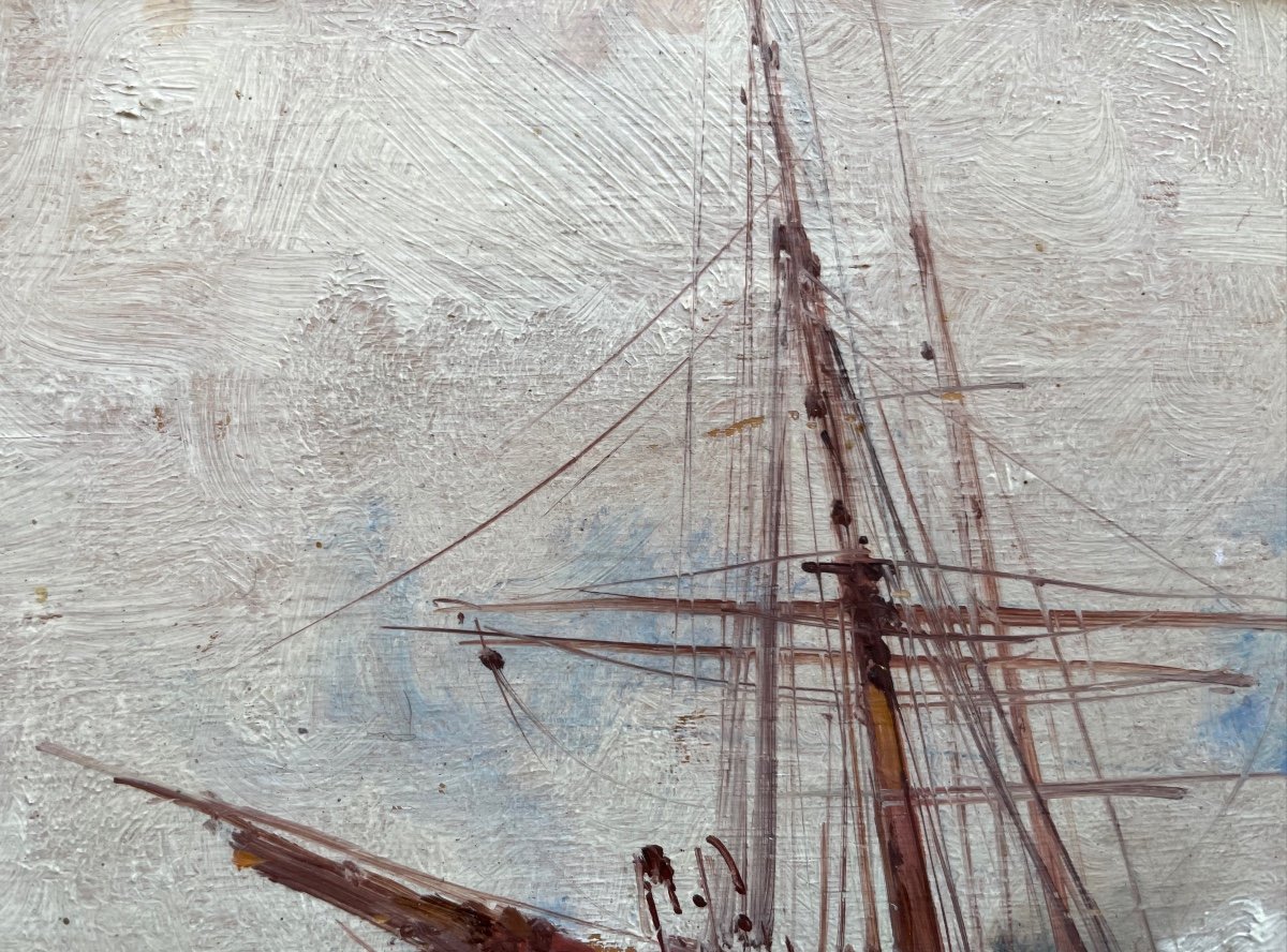 Oil On Pannel Marine Animated With Boat By Galien-laloue -photo-4