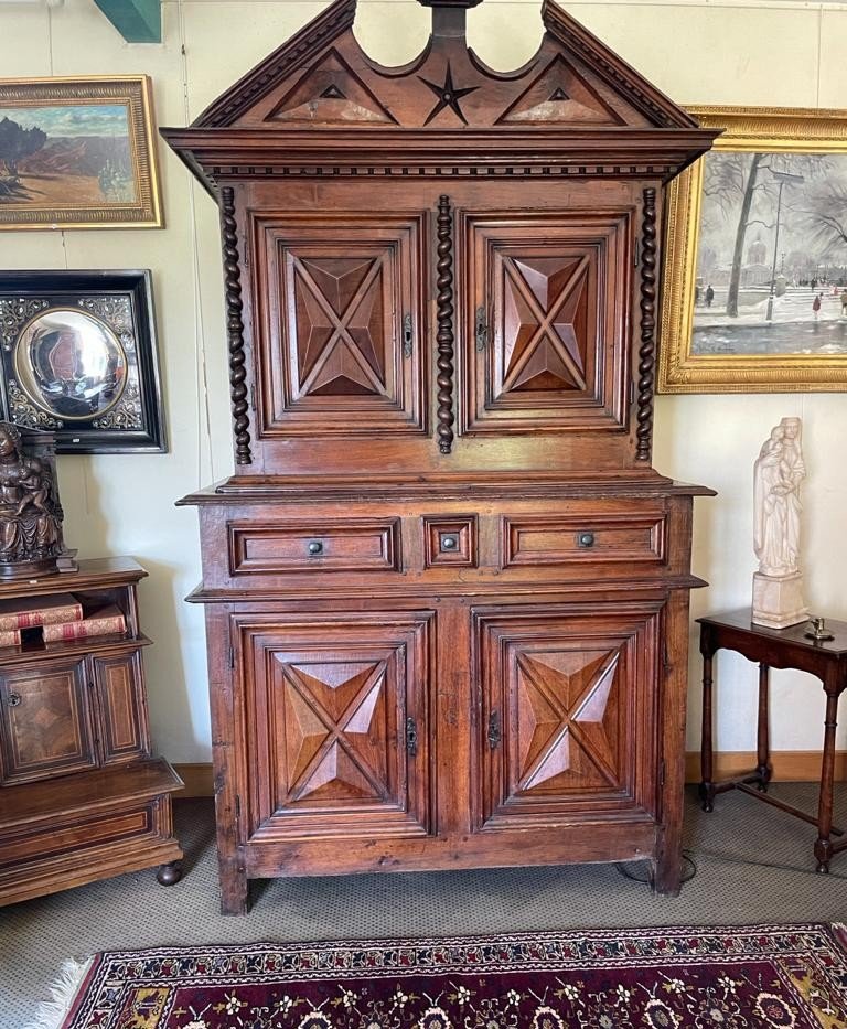 Deux-corps Epoque Louis XIII En Noyer-photo-2