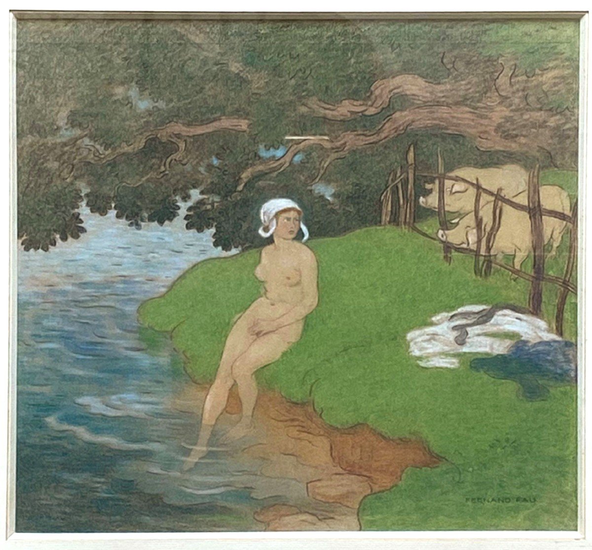  A Pastel, The Bather, By Fernand Fau -photo-2
