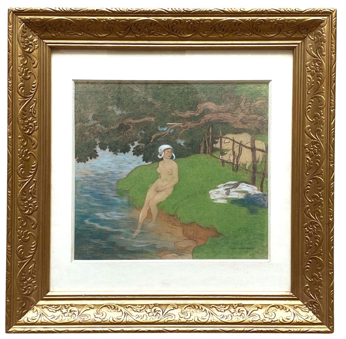  A Pastel, The Bather, By Fernand Fau 