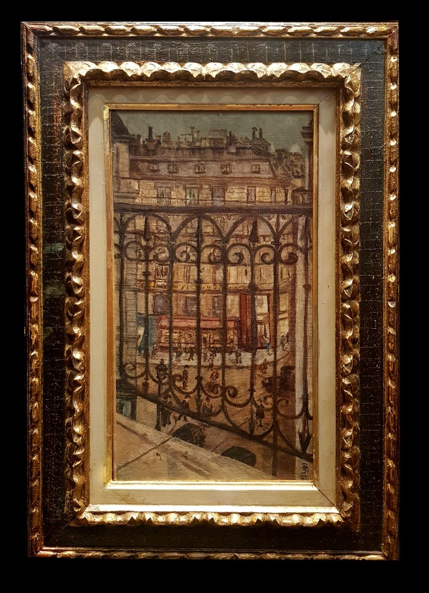 An Oil On Canvas, View Of Paris From A Balcony, Monogrammed-photo-2