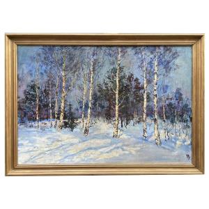 Oil On Canvas, Landscape Under The Snow, 20th