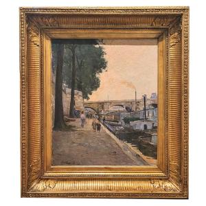 Huile Sur Toile, Quai De Paris Par Paul-léon-félix Schmitt