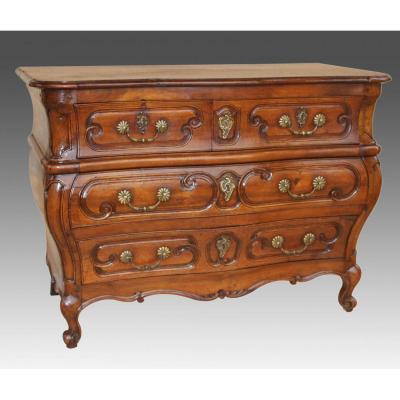 Commode Louis XV In Walnut