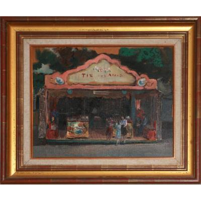 Oil On Cardboard, Fun Fair By Louis Lallemand