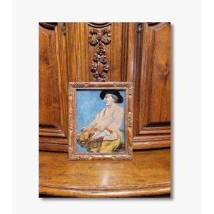A Fixed Under Glass, Character With Apple, 18th Century