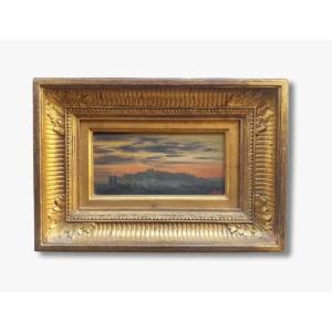 Oil On Wood, Paris In The Evening By Alexandre René Veron