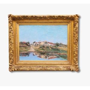 Une huile sur toile, Bords de Seine par Alfred GROSS, 1885