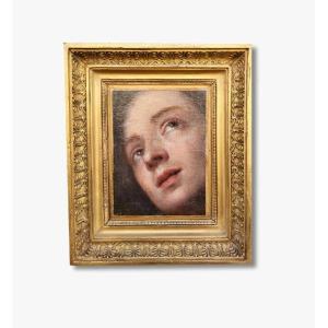 An Oil On Canvas, Portrait De Saintébut 18 ème