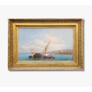 Huile sur toile, Les côtes portugaises - Tony François de Bergue
