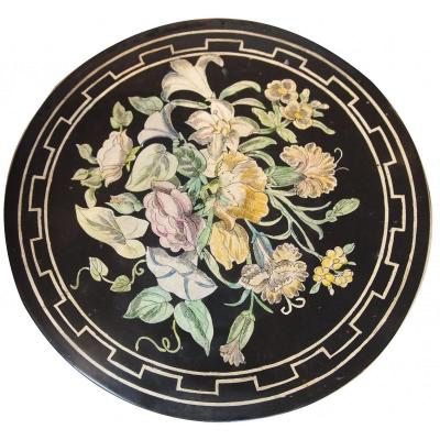 A Round Scagliola Tray With Flower Decor Ep 19th