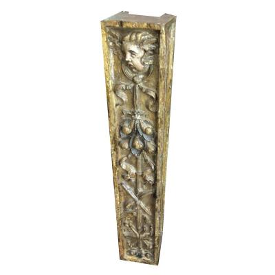 Wooden Column Decorated With Angels