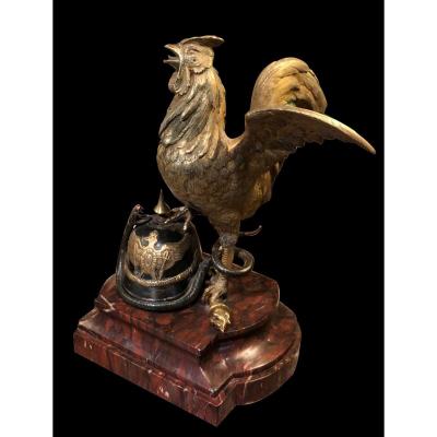 Gallic Rooster In Gilt Bronze