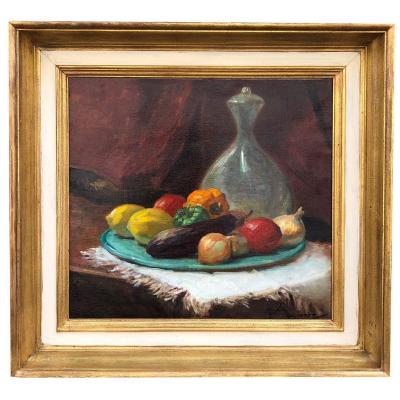 An Oil On Canvas Mounted On Hardboard, Still Life Gaston Hoffmann