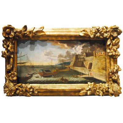 An Oil On Canvas View Of A Port , 18th Century 