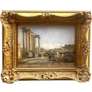 A Litlle Oil On Pannel, Rome By Eugène Decan 