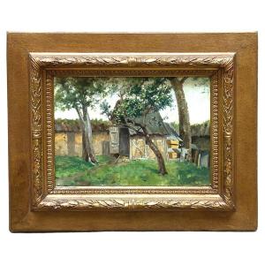 Oil On Canvas, Farm In Normandy, 19th