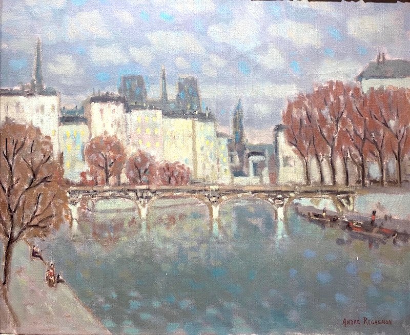 André Regagnon (1902-1976) - View Of The Seine-photo-3