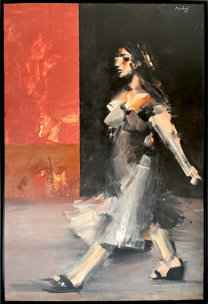 Carlos PRADAL "La passante" - huile sur toile de taille exceptionnelle 