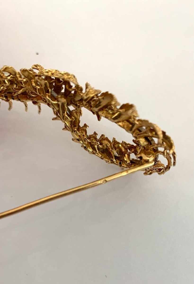 18-carat Gold Brooch, Brilliants And Naturalistic Design-photo-4