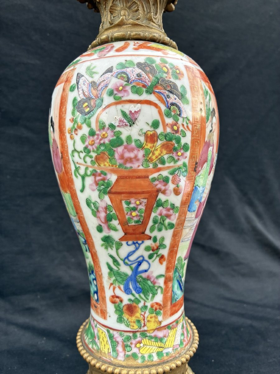 Paire de lampes en porcelaine de Chine Canton Napoléon III -photo-2