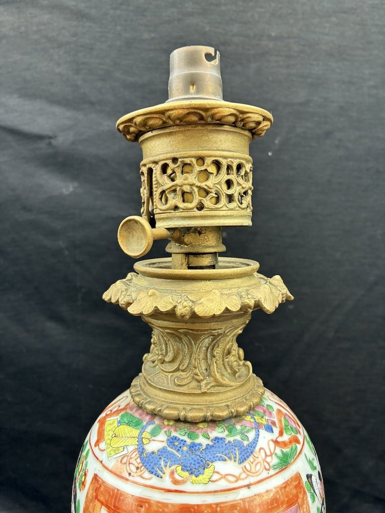 Paire de lampes en porcelaine de Chine Canton Napoléon III -photo-4