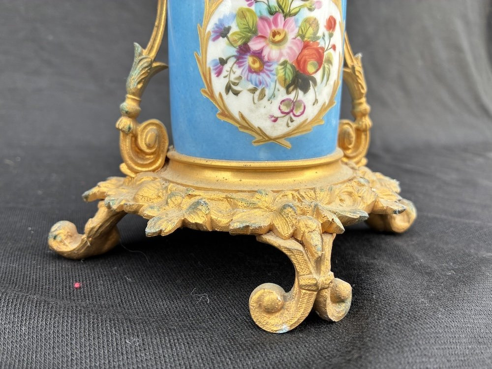 Pair Of Gilt Bronze And Sevres Porcelain Candlesticks-photo-2